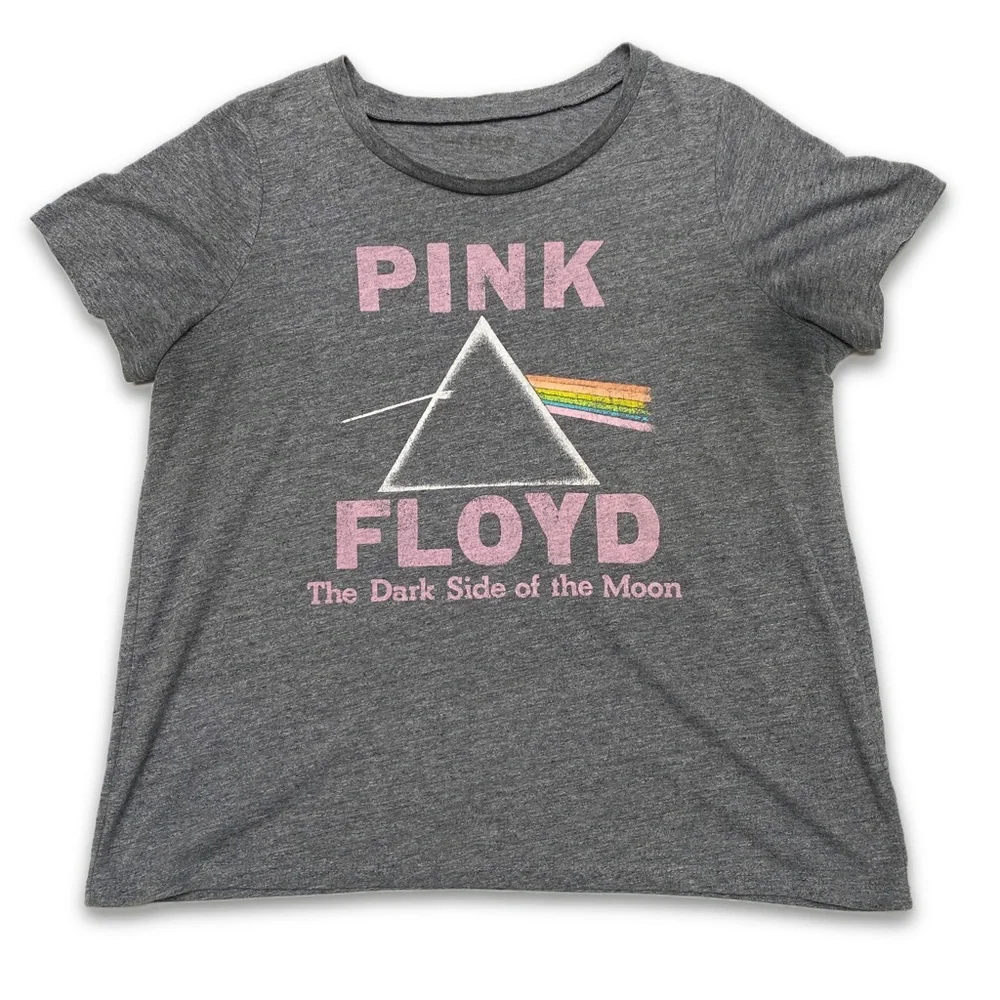 Pink Floyd - Dark SIde Of The Moon, Gray and Pink Graphic Band Tee, Size S/M - Picture 1 of 4